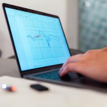 Laptop screen with chart